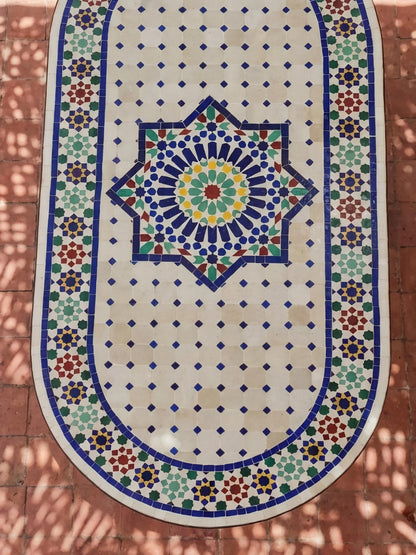 Mesa de mosaico marroquí artesanal – Fez Zellige Art