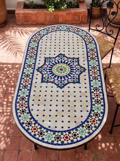 Mesa de mosaico marroquí artesanal – Fez Zellige Art