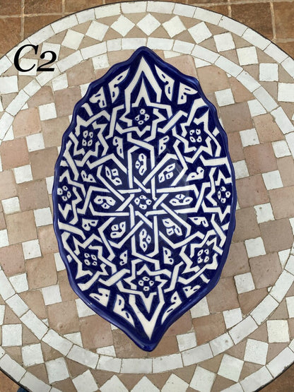 Moroccan Fez pottery Boat-Shaped Salad Bowl – Hand-Painted Geometric Ceramic Serving Bowl