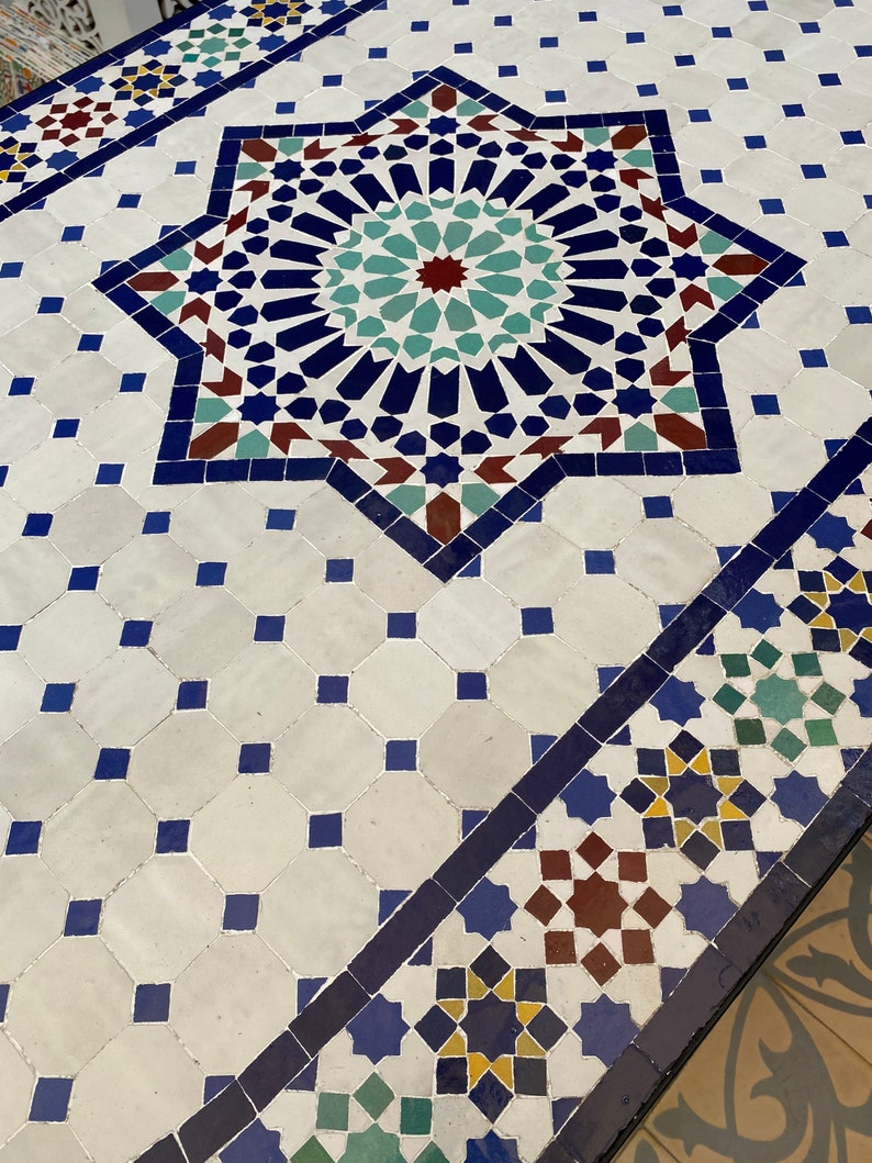 Handcrafted Moroccan Mosaic Table – Fez Zellige Art