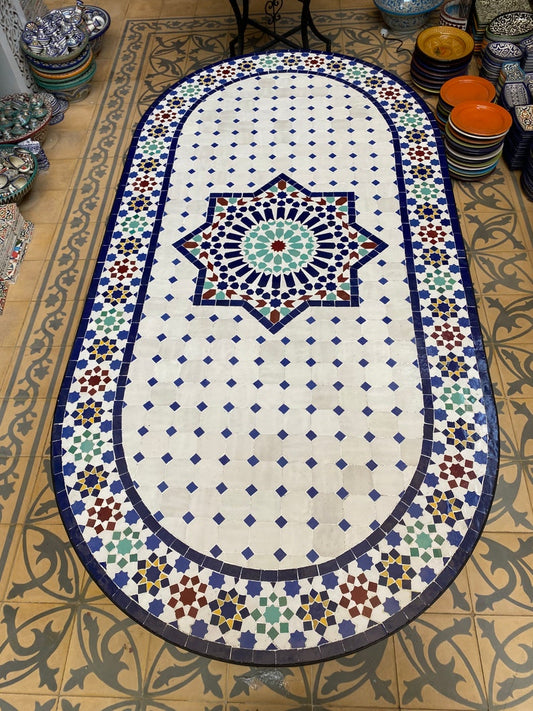 Handcrafted Moroccan Mosaic Table – Fez Zellige Art