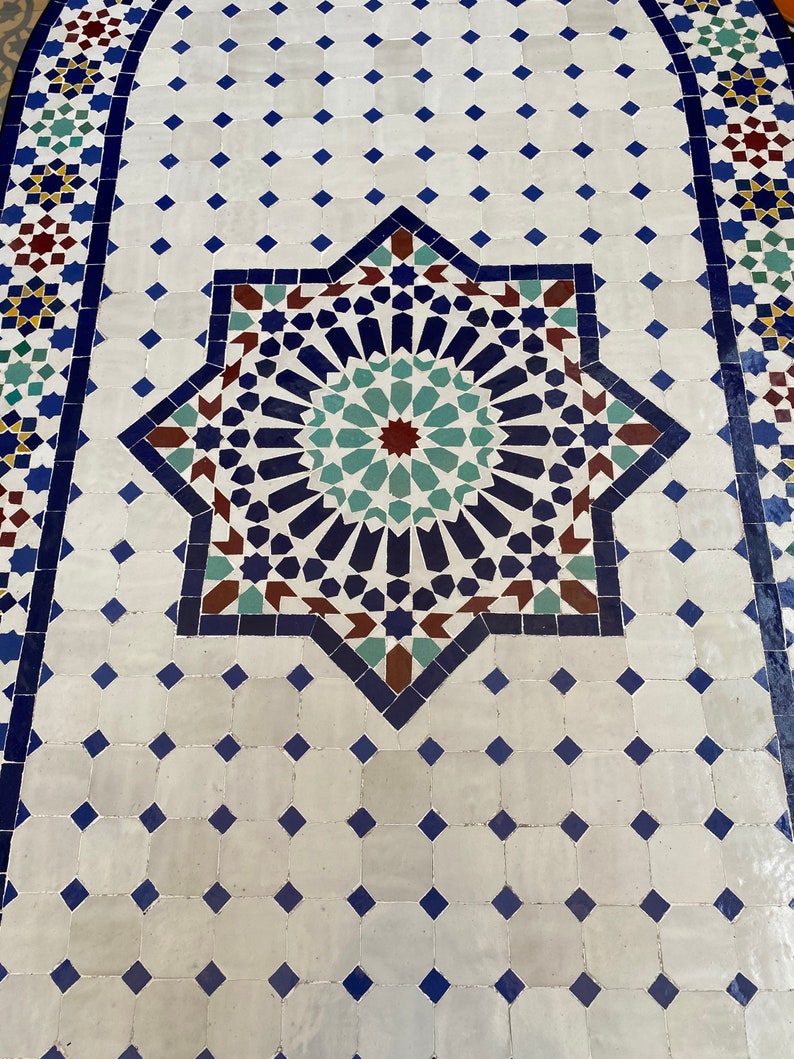 Handcrafted Moroccan Mosaic Table – Fez Zellige Art