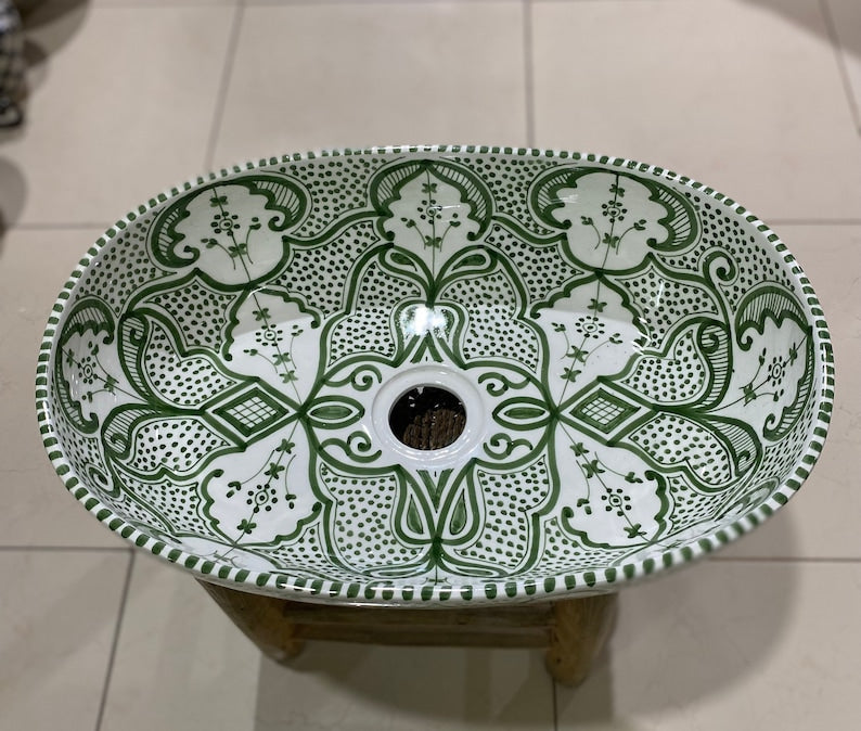 Oval Moroccan Sink Hand-Painted Oval Bathroom Sink