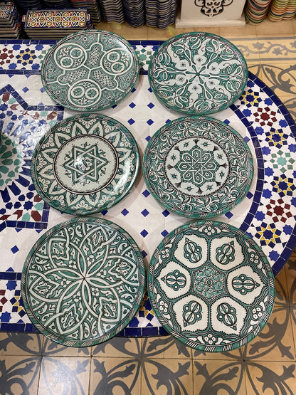 Luxury Moroccan Fassi Pottery Set – 18 Handcrafted Pieces in Green