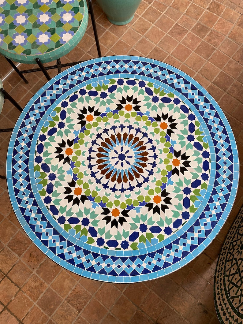 Handmade Moroccan Mosaic Table: multicolore Elegance from fez