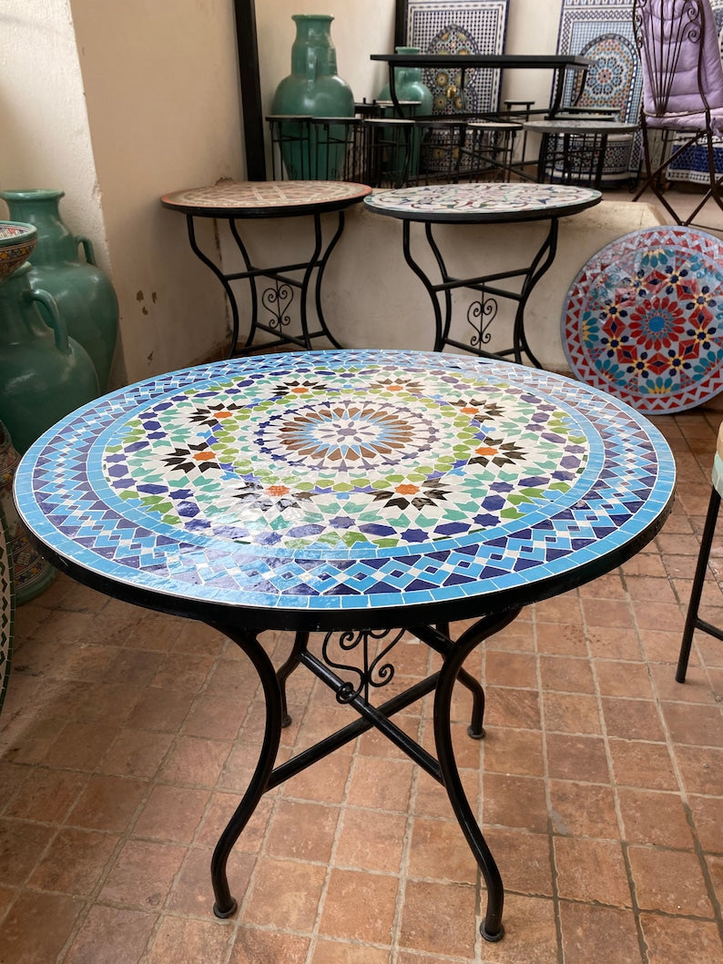 Handmade Moroccan Mosaic Table: multicolore Elegance from fez