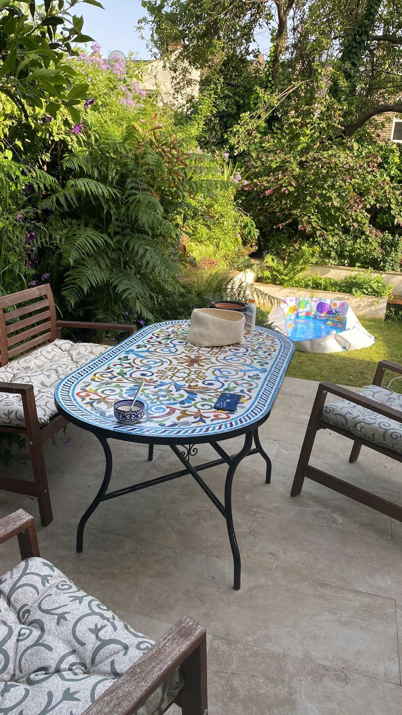 Large Mosaic Table – Fez Zellige Art Handcrafted Moroccan