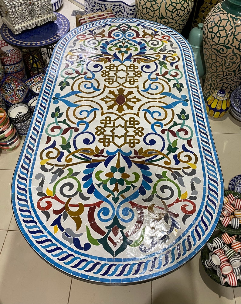 Large Mosaic Table – Fez Zellige Art Handcrafted Moroccan