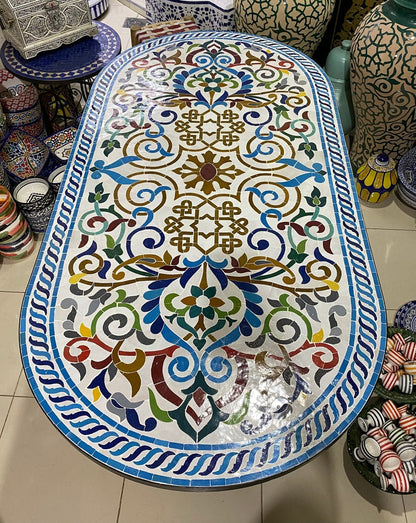 Large Mosaic Table – Fez Zellige Art Handcrafted Moroccan
