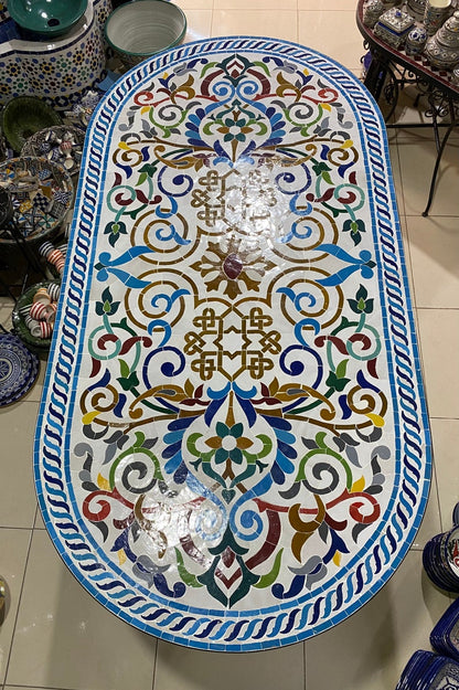 Large Mosaic Table – Fez Zellige Art Handcrafted Moroccan