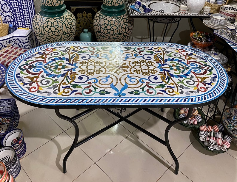 Large Mosaic Table – Fez Zellige Art Handcrafted Moroccan