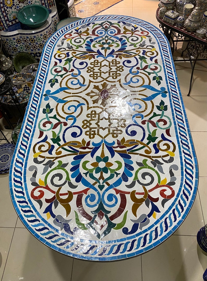 Large Mosaic Table – Fez Zellige Art Handcrafted Moroccan