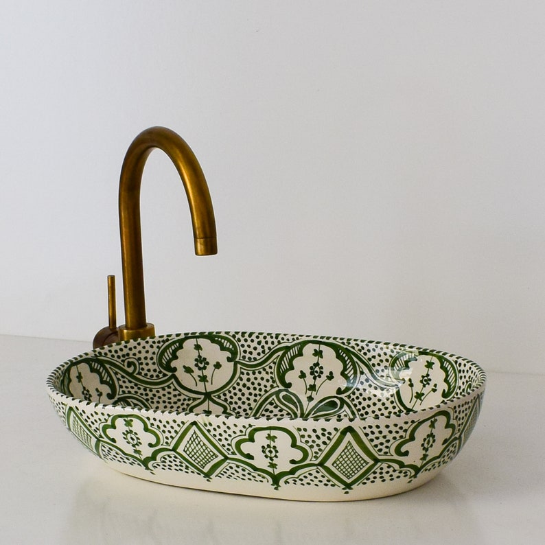Oval Moroccan Sink Hand-Painted Oval Bathroom Sink