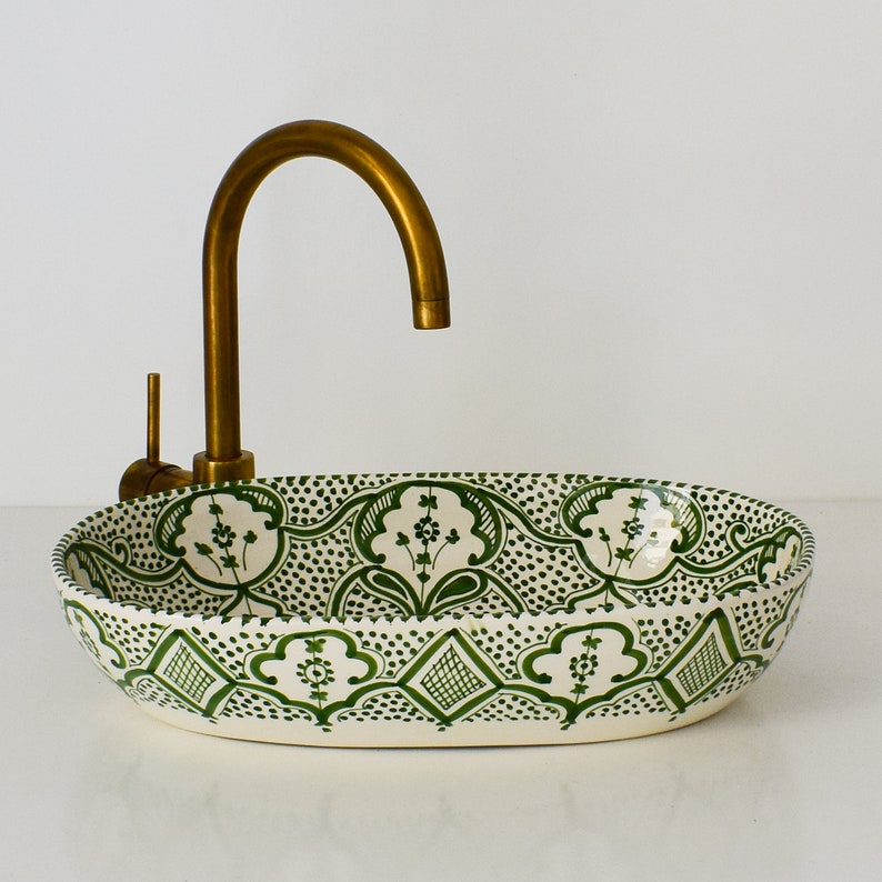 Oval Moroccan Sink Hand-Painted Oval Bathroom Sink