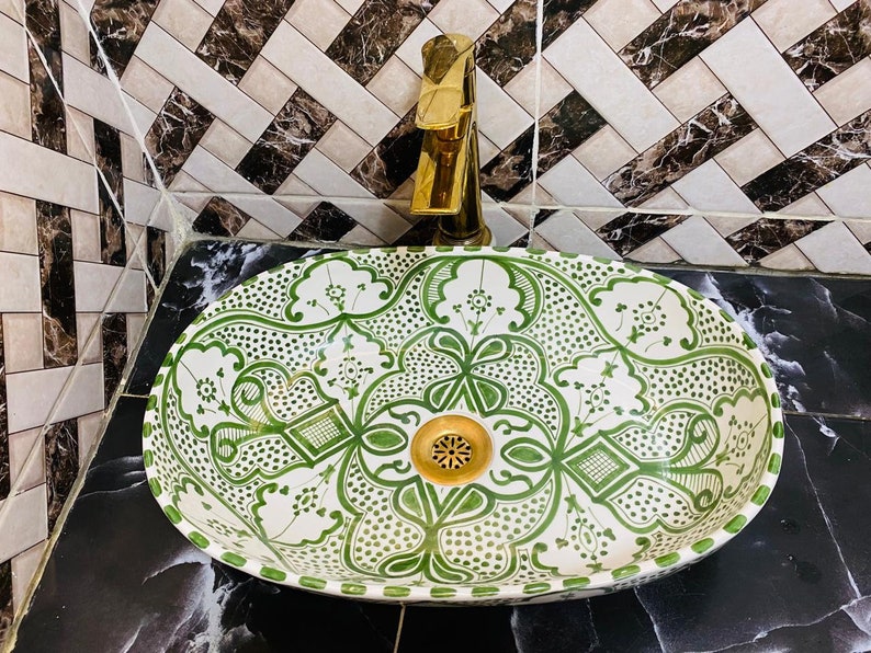 Oval Moroccan Sink Hand-Painted Oval Bathroom Sink