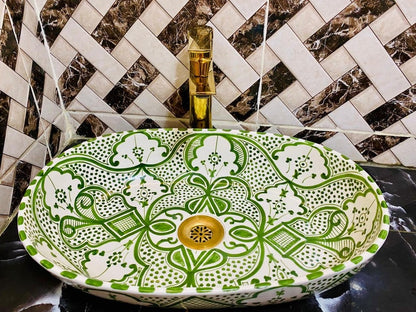 Oval Moroccan Sink Hand-Painted Oval Bathroom Sink