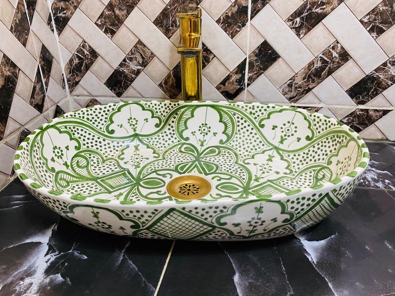 Oval Moroccan Sink Hand-Painted Oval Bathroom Sink