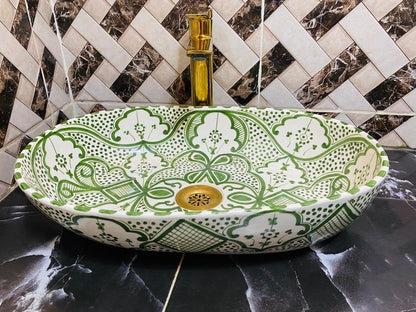 Oval Moroccan Sink Hand-Painted Oval Bathroom Sink