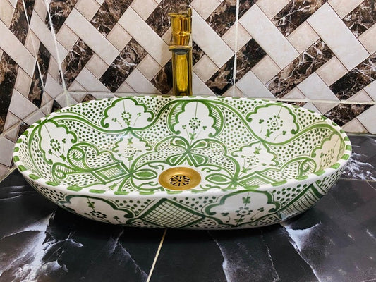 Oval Moroccan Sink Hand-Painted Oval Bathroom Sink