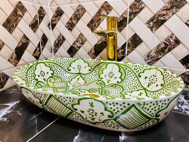 Oval Moroccan Sink Hand-Painted Oval Bathroom Sink