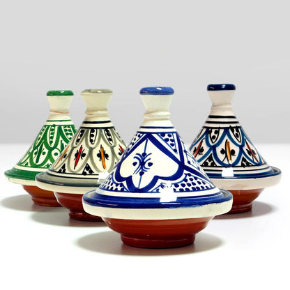 Mini Tajine Marocain Fait Main – Pot à Épices Céramique Décoratif | Poterie Traditionnelle de Fez (6 mini tajines)