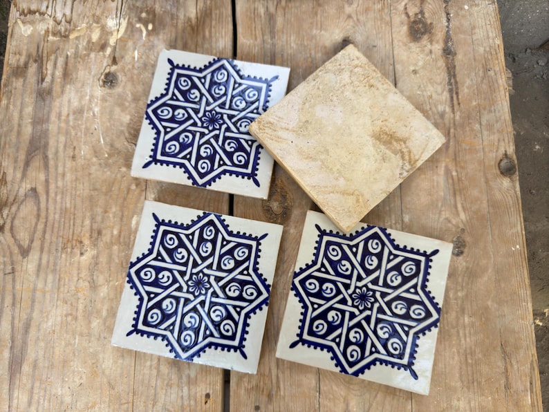 Handmade Moroccan Zellige Tiles Blue & White – Traditional Ceramic Wall Tiles