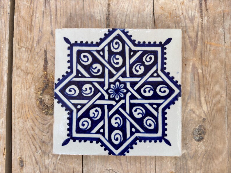 Handmade Moroccan Zellige Tiles Blue & White – Traditional Ceramic Wall Tiles