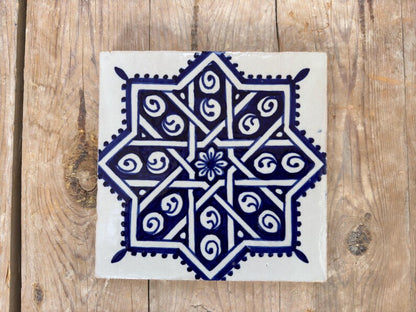 Handmade Moroccan Zellige Tiles Blue & White – Traditional Ceramic Wall Tiles