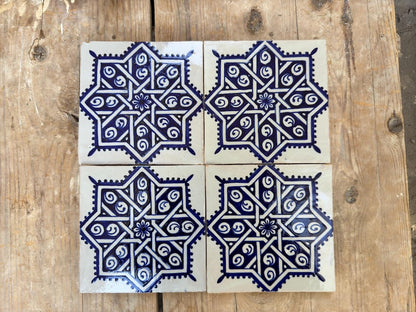 Handmade Moroccan Zellige Tiles Blue & White – Traditional Ceramic Wall Tiles