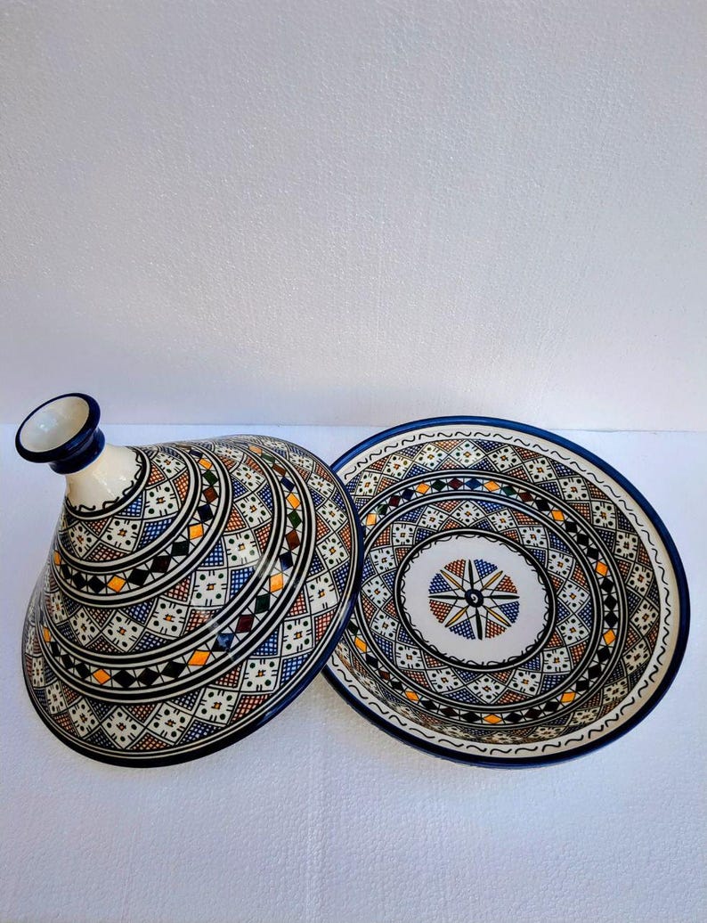 Multicolor Moroccan Serving Tagine – Decorative Ceramic Food Presentation Dish