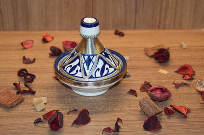 Handmade Moroccan Decorative Tajine – Traditional Ceramic Tajine with Silver Detail