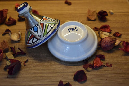 Handmade Moroccan Decorative Tajine – Traditional Ceramic Tajine with Silver Detail