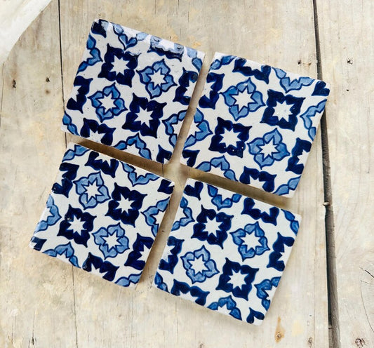Handmade Moroccan Zellige Tiles Blue & White – Traditional Ceramic Wall Tiles