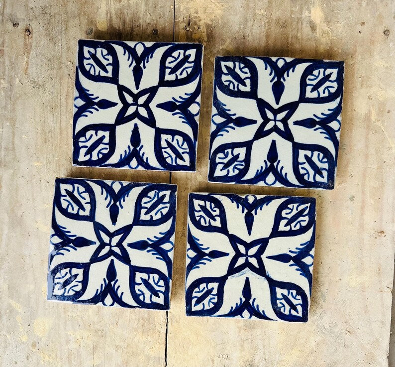 Handmade Moroccan Zellige Tiles Blue & White – Traditional Ceramic Wall Tiles