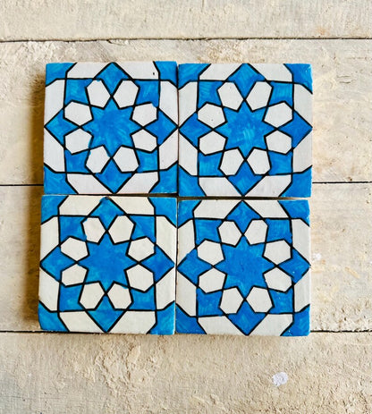 Handmade Moroccan Zellige Tiles Blue & White – Traditional Ceramic Wall Tiles