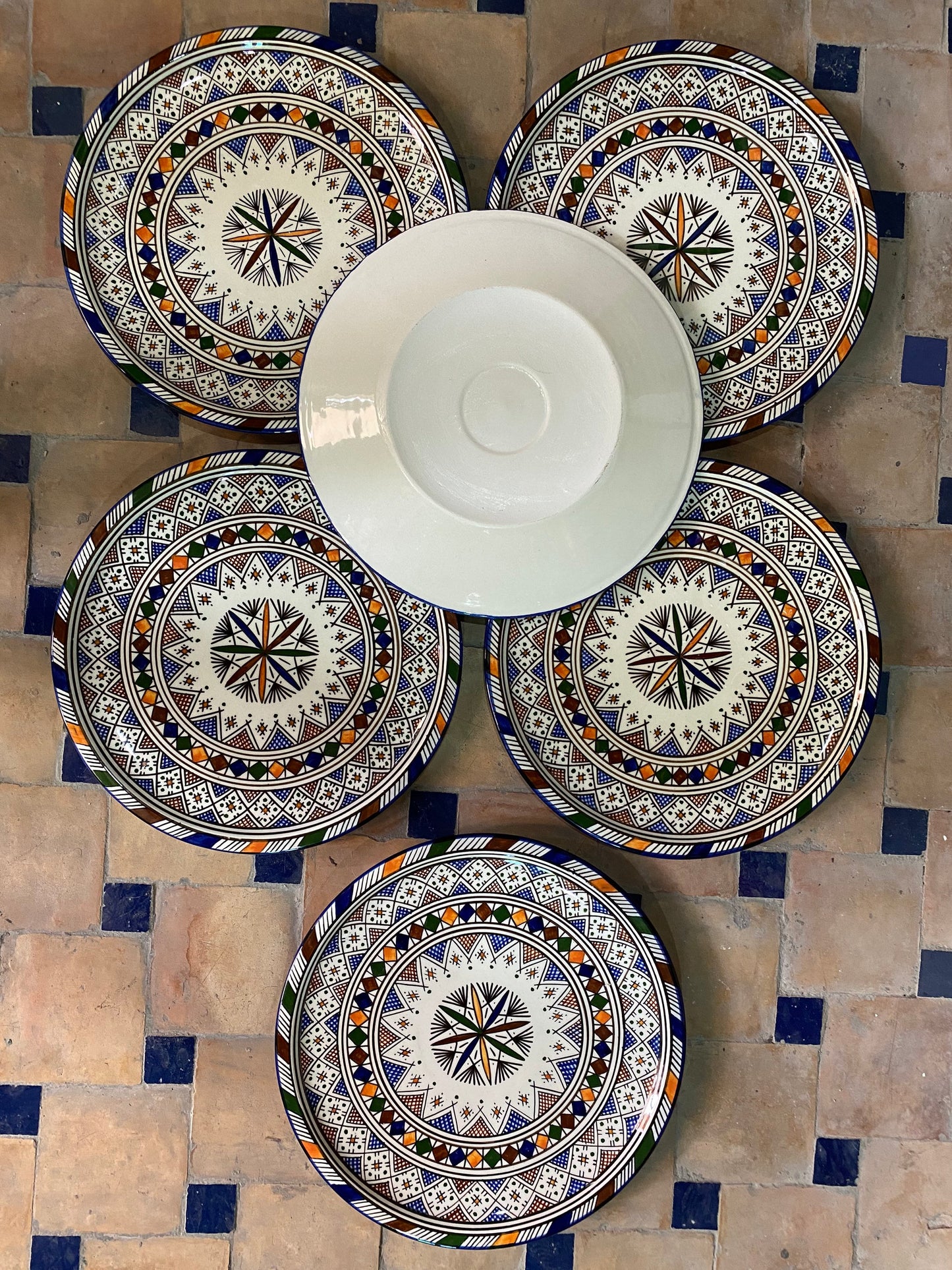 Moroccan fez pottery plates