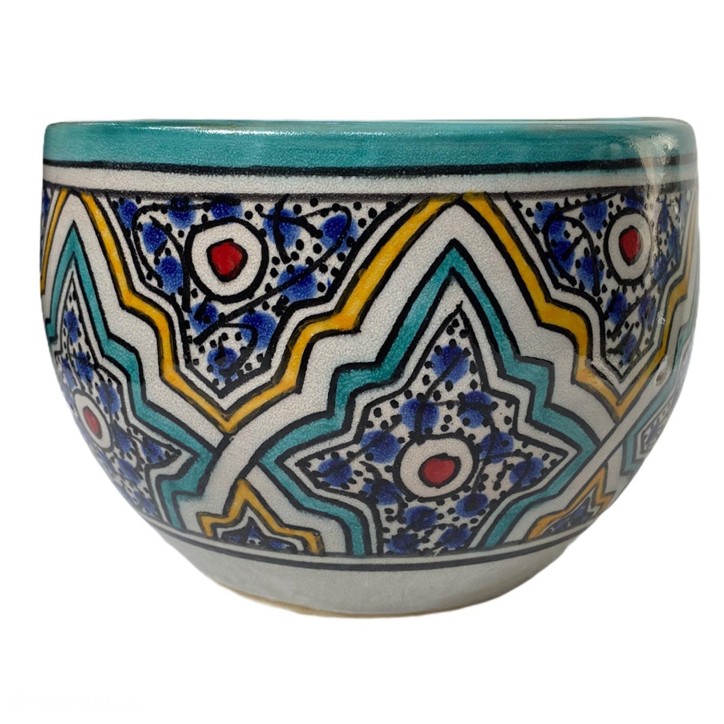 Handcrafted Moroccan Ceramic Planter – Decorative Fez Pottery Flower Pot with Geometric Design