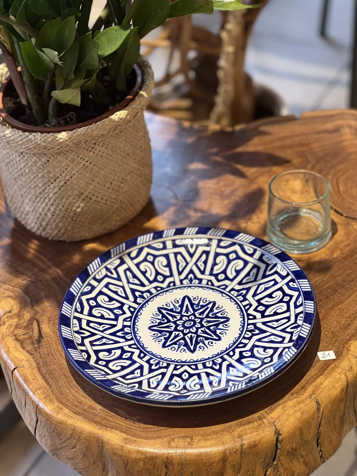 6-teiliges blau-weißes Speiseteller-Set, handgefertigt und handbemalt – Moroccan Fez pottery