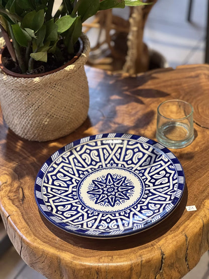 6 dinner plates blue and white dinner set ,handmade and hand painted