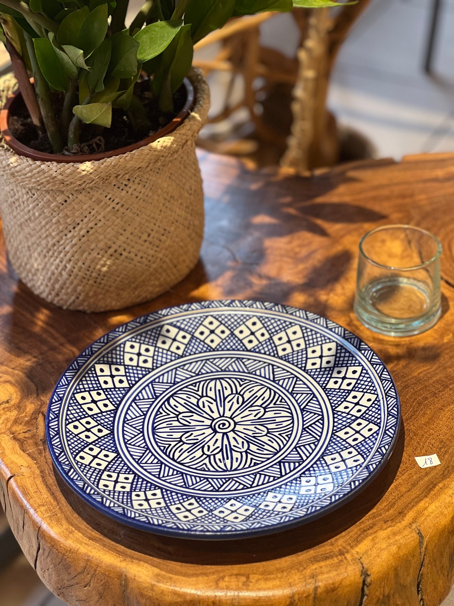 6 dinner plates blue and white dinner set ,handmade and hand painted