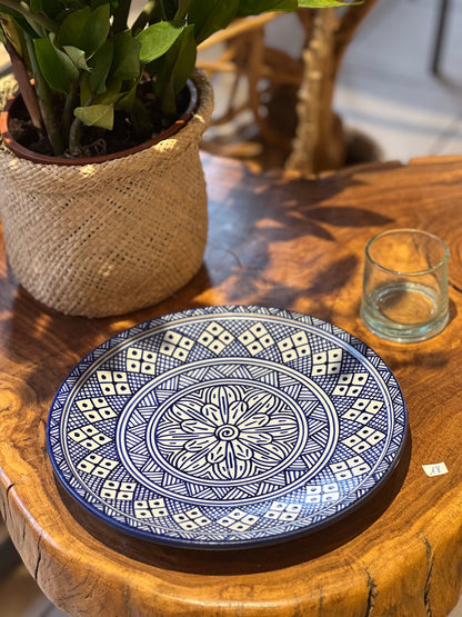 6 dinner plates blue and white dinner set ,handmade and hand painted