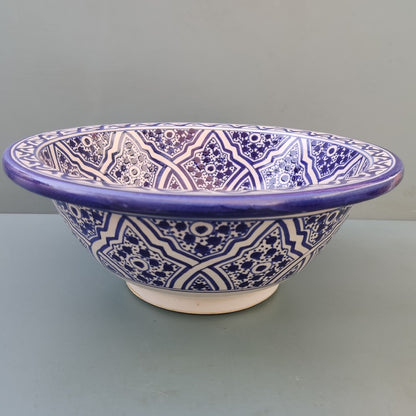 Blue and white Moroccan Fez Ceramic Sink – Multiple Sizes (25–50 cm)
