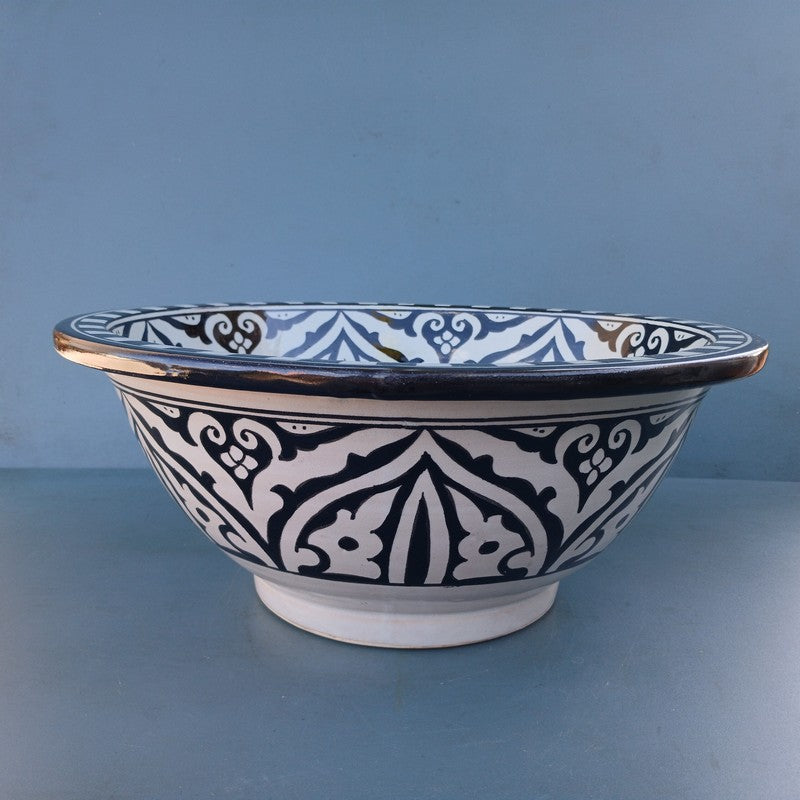 Premium Moroccan Fez Ceramic Sink – Multiple Sizes (25–50 cm)
