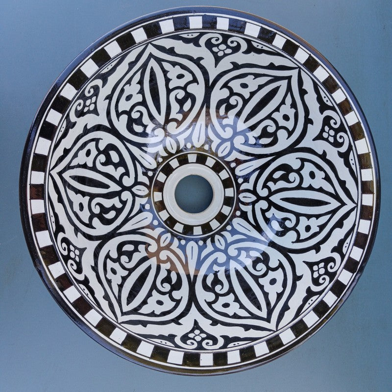 Premium Moroccan Fez Ceramic Sink – Multiple Sizes (25–50 cm)