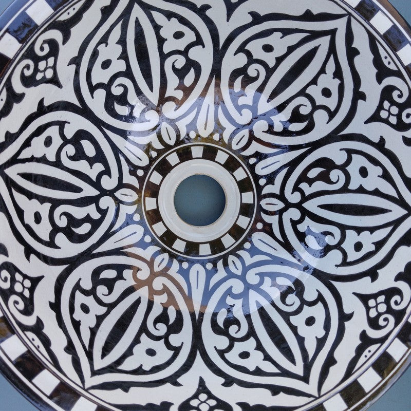 Premium Moroccan Fez Ceramic Sink – Multiple Sizes (25–50 cm)