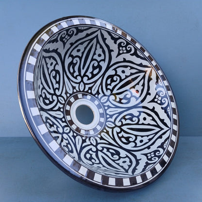 Premium Moroccan Fez Ceramic Sink – Multiple Sizes (25–50 cm)