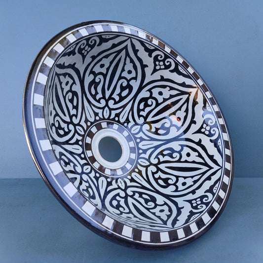 Premium Moroccan Fez Ceramic Sink – Multiple Sizes (25–50 cm)