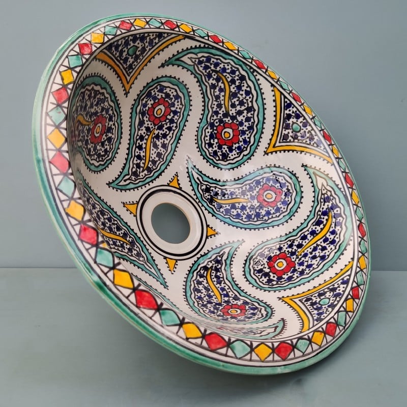 Lavabo en céramique Marocain Fez Multicolore – Plusieurs tailles (25–50 cm)