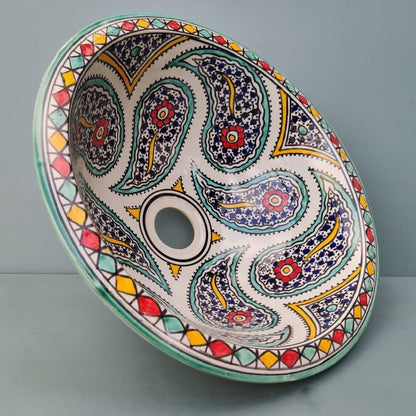 Lavabo en céramique Marocain Fez Multicolore – Plusieurs tailles (25–50 cm)