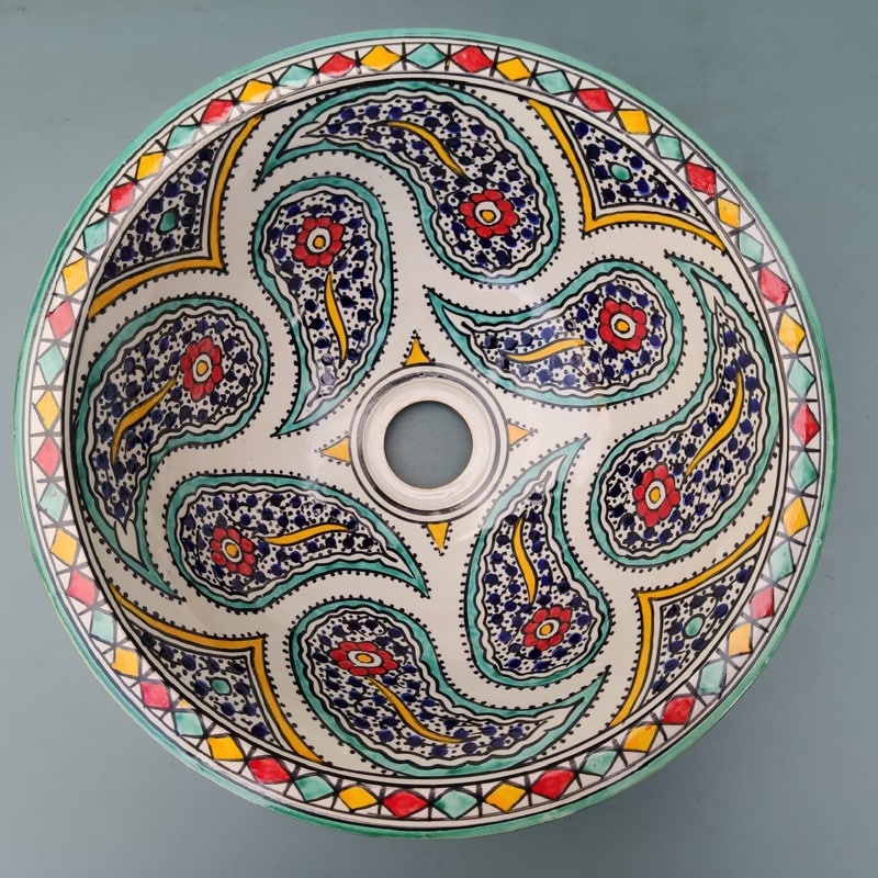 Lavabo en céramique Marocain Fez Multicolore – Plusieurs tailles (25–50 cm)